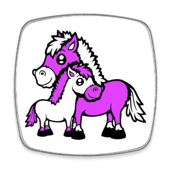 2 Cute Horses Child Family Mom Dad Mom Father - Square fridge magnet - white - Front