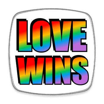 L’AMOUR GAGNE LA FIERTÉ DE L’ARC-EN-CIEL - Magnet carré - blanc - Devant