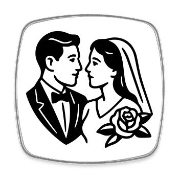 Married - Square fridge magnet - white - Front