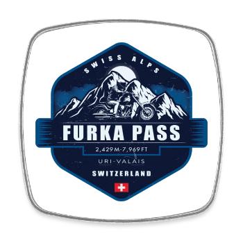 Furkapass, Schweiz - Viereckiger Kühlschrankmagnet - Weiß - Vorne