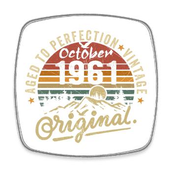 1961 Geboren im oktober 1961 Jahrgang oktober 1961 - Viereckiger Kühlschrankmagnet - Weiß - Vorne