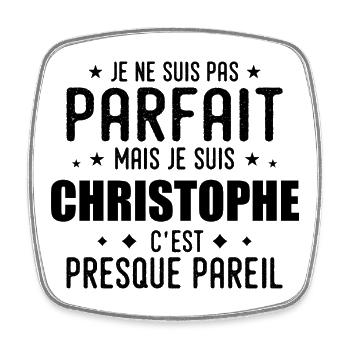 Christophe: authentic, imperfect, top, proud - Square fridge magnet - white - Front