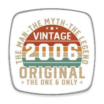 20 Years 2006 Vintage Retro Anniversary - Square fridge magnet - white - Front