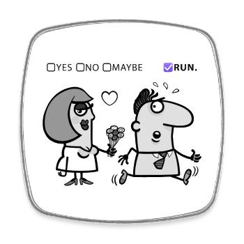 Amour ou Fuite – Design Humour Décalé - Magnet carré - blanc - Devant