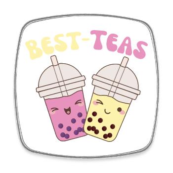 Best Teas cute kawaii bubble tea boba tea - Square fridge magnet - white - Front