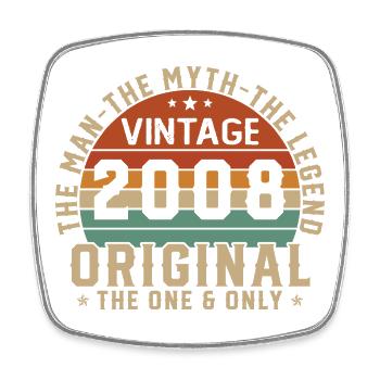 2008 Vintage Retro Birthday Gift - Square fridge magnet - white - Front