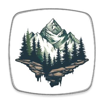 Majestätische Berglandschaft Illustration - Viereckiger Kühlschrankmagnet - Weiß - Vorne