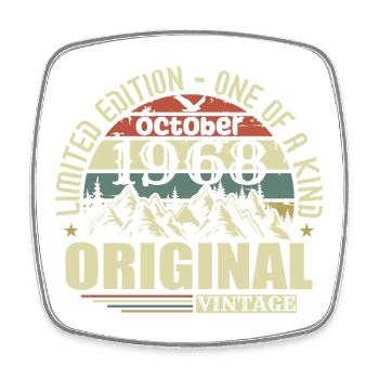 october 1968 - gift for his 57th birthday october - Square fridge magnet - white - Front