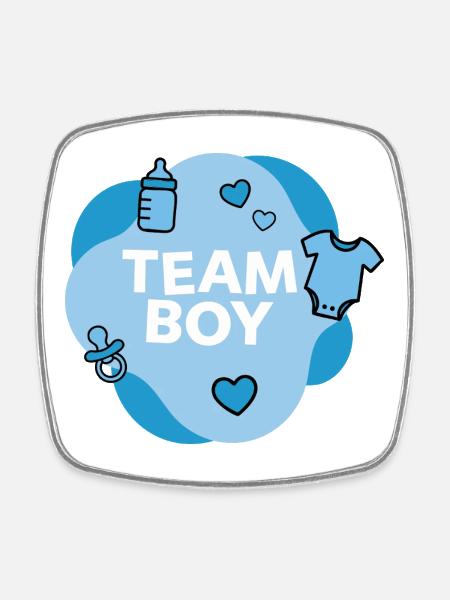 Team Boy Baby Shower Design - Square fridge magnet - white