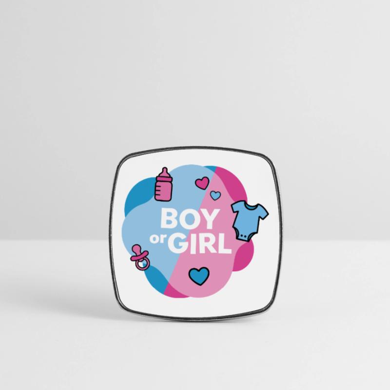 Geschlecht enthüllen Junge oder Mädchen Viereckiger Kühlschrankmagnet