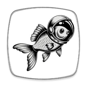 Poisson dans l’espace - Logo Cool Astonomy - Magnet carré - blanc - Devant