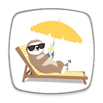 Sloth with sunglasses and cocktail - Square fridge magnet - white - Front