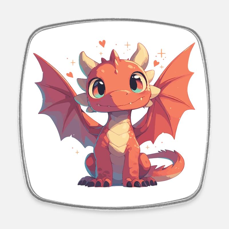 Drachen Drache - Viereckiger Kühlschrankmagnet - Weiß