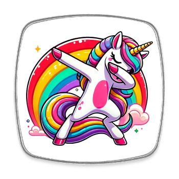 Dab Einhorn Dabbing Einhörner Unicorn Mädchen - Viereckiger Kühlschrankmagnet - Weiß - Vorne