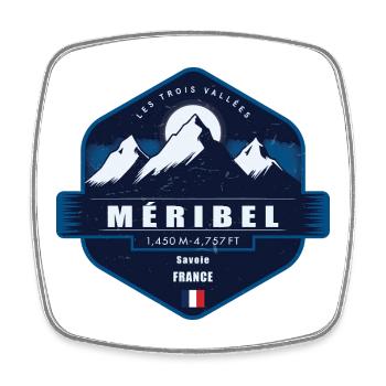 Méribel, Les Trois Vallées , France - Magnet carré - blanc - Devant