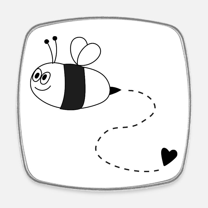 Bee with heart - Square fridge magnet - white