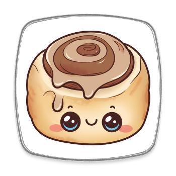 Cute Cinnamon Roll Kawaii - Square fridge magnet - white - Front