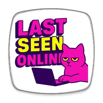 Last seen online: Meme design with annoyed cat - Square fridge magnet - white - Front