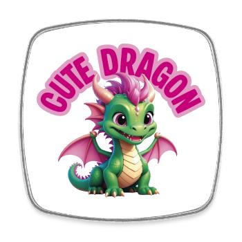 Dragon mignon - Magnet carré - blanc - Devant