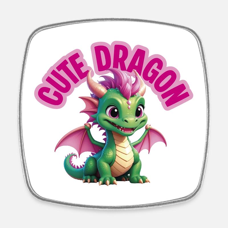 Niedlicher Drache - Viereckiger Kühlschrankmagnet - Weiß