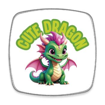 Dragon mignon - Magnet carré - blanc - Devant