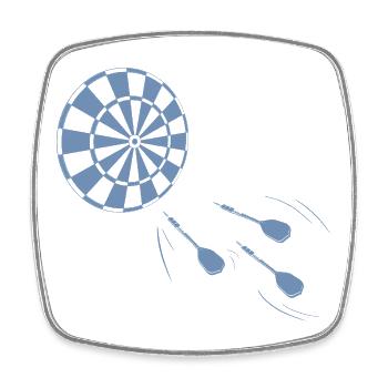 Minimalist silhouette of darts player - Square fridge magnet - white - Front