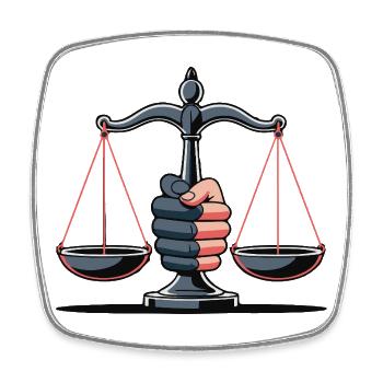 Gerechtigkeitswaage-Illustration - Viereckiger Kühlschrankmagnet - Weiß - Vorne