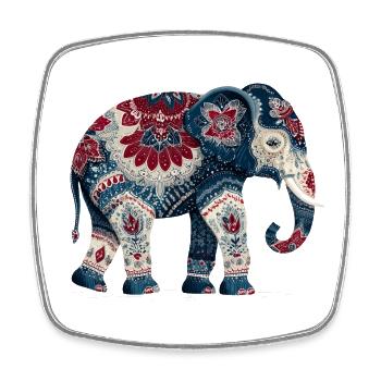 Indigo Blue Elephant - Square fridge magnet - white - Front