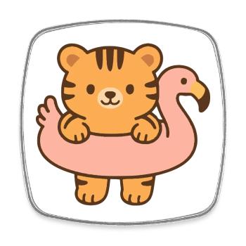 Little Tiger on Pink Float - Square fridge magnet - white - Front