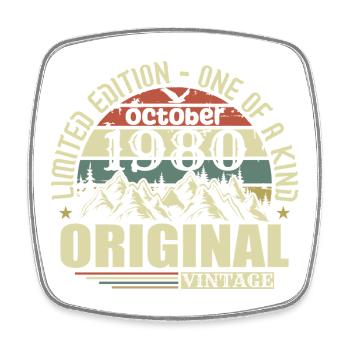 Octobre 1980 - Cadeau 45ème anniversaire Octobre - Magnet carré - blanc - Devant