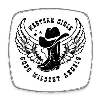 Western girls - God's wildest Angels - Linedance - Viereckiger Kühlschrankmagnet - Weiß - Vorne
