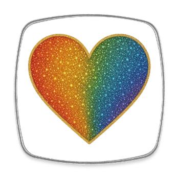 Funkelndes Regenbogenherz Design - Viereckiger Kühlschrankmagnet - Weiß - Vorne