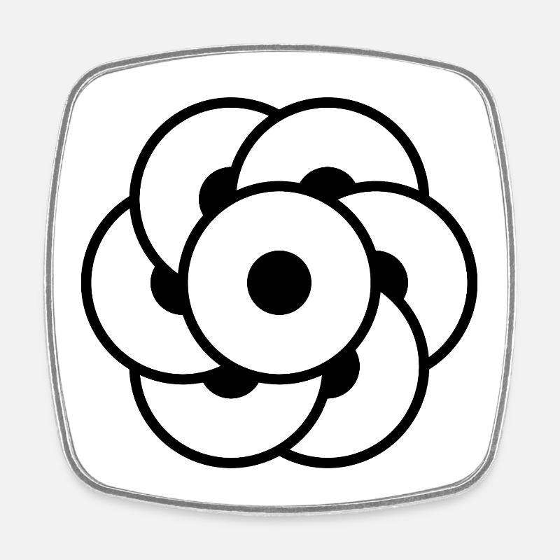 Crop Circle Flower – Geometric Cosmic Art - Square fridge magnet - white