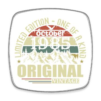 oktober 1985 - Geschenk zum 40.Geburtstag oktober  - Viereckiger Kühlschrankmagnet - Weiß - Vorne
