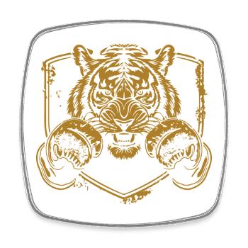 Martial Tiger with Shield - Square fridge magnet - white - Front