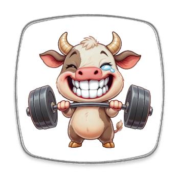 Vache forte avec haltère fitness musculation entraînement - Magnet carré - blanc - Devant