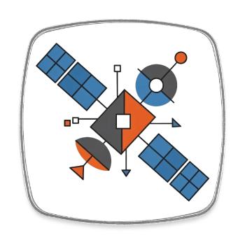Futuristische Geometrische Satelliten - Viereckiger Kühlschrankmagnet - Weiß - Vorne