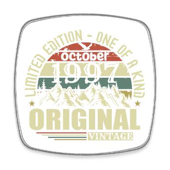 october 1997 - gift for his 28th birthday october - Square fridge magnet - white - Front