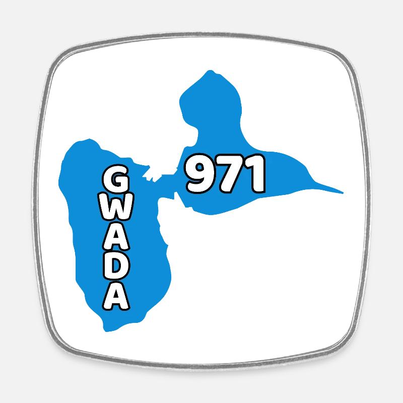 Map of Guadeloupe 971 - Square fridge magnet - white