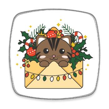 Lettre de Noël pour chat Animaux d'hiver Chats - Magnet carré - blanc - Devant