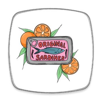 Les sardines originales peuvent être conçues par le pop art avec des oranges - Magnet carré - blanc - Devant