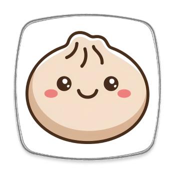 Adorable Dumpling Kawaii Food - Square fridge magnet - white - Front
