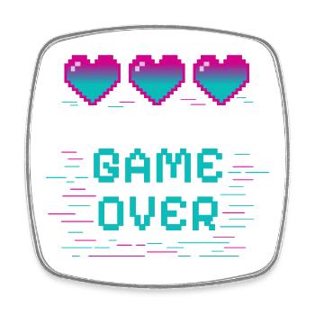 Retro Pixel Heart with gaming motif - Square fridge magnet - white - Front