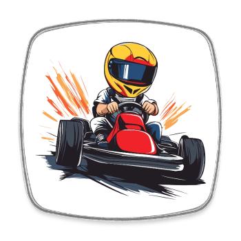 Racing Driver Cartoon Design - Square fridge magnet - white - Front