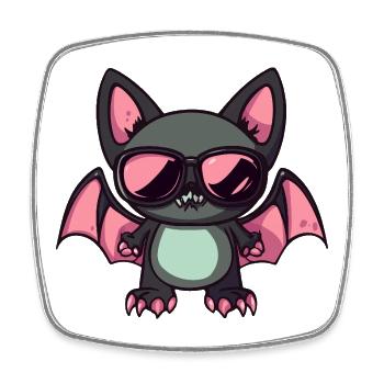 Cute vampire cat with sunglasses - Square fridge magnet - white - Front
