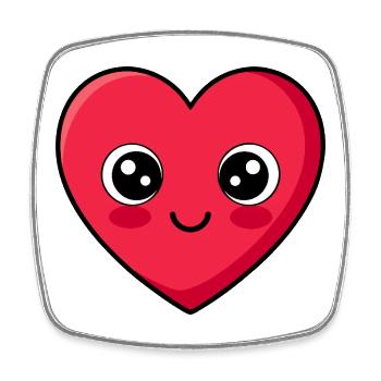 Kawaii Herz Emoticon Design - Viereckiger Kühlschrankmagnet - Weiß - Vorne