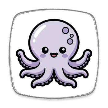Cute Cartoon Octopus - Square fridge magnet - white - Front