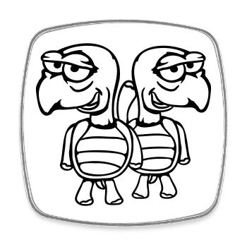 2 turtles friends funny silly embarrassing team - Square fridge magnet - white - Front