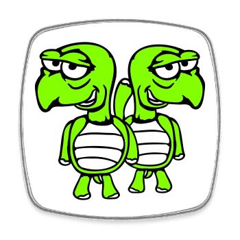2 turtles friends funny silly embarrassing team - Square fridge magnet - white - Front