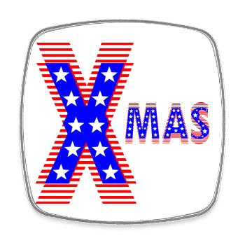 Patriotique américain Neon Design XMAS - Magnet carré - blanc - Devant